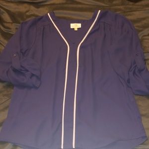 Beautiful Navy/white blouse Sz. M